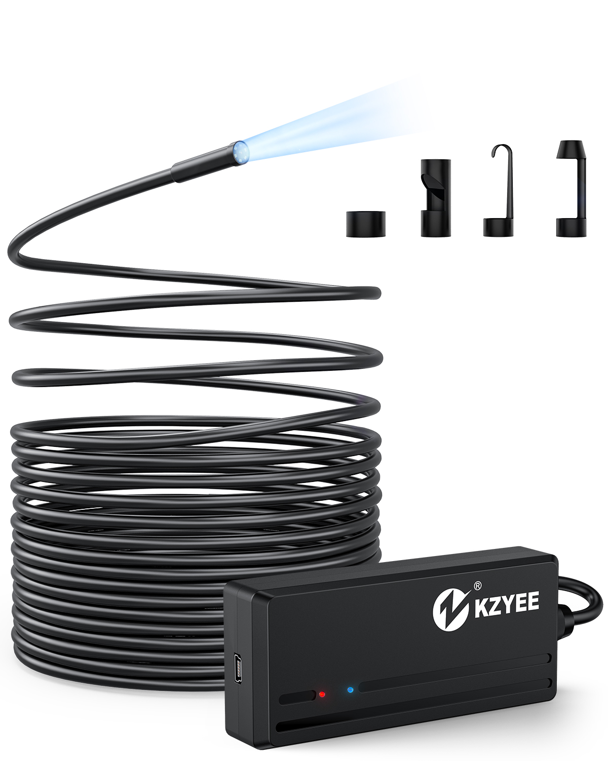 KZYEE Wireless Endoscope, 5.5mm Diameter 1080P 2.0 MP HD Semi-Rigid WiFi Borescope Inspection Camera IP67 Waterproof Snake Camera for Android &amp;amp; iOS iPhone Smartphone Tablet-16.5FT